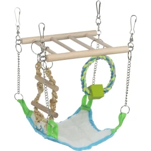 Hängebrücke m.Hängematte/Spielz.,Hamster,Holz/Tau